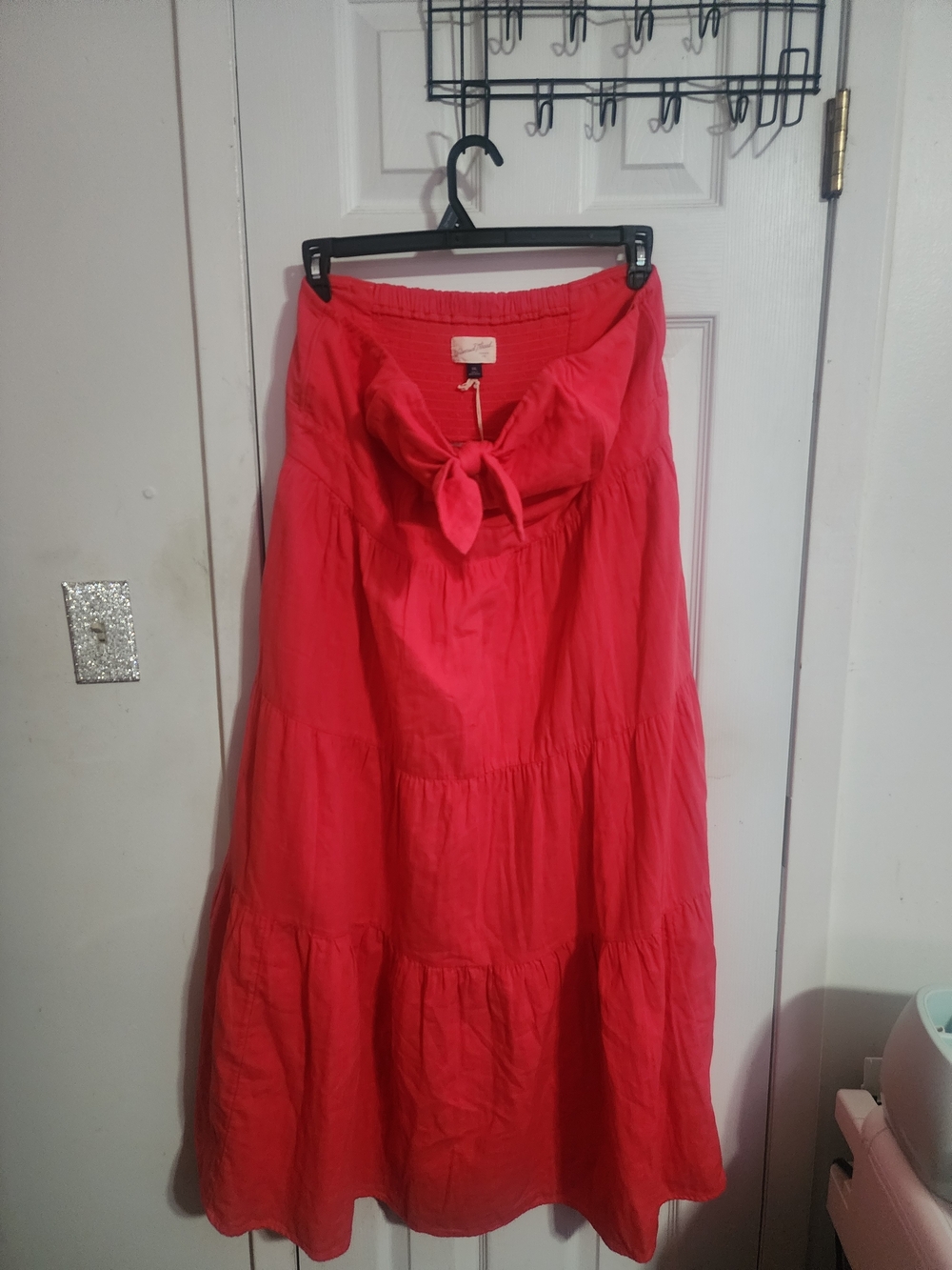 Women’s Tiered Dress with Front Tie - Coral Color